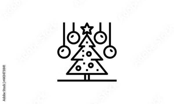 Obraz Christmas Tree Vector  christmas tree silhouette Isolated christmas tree icon with star 