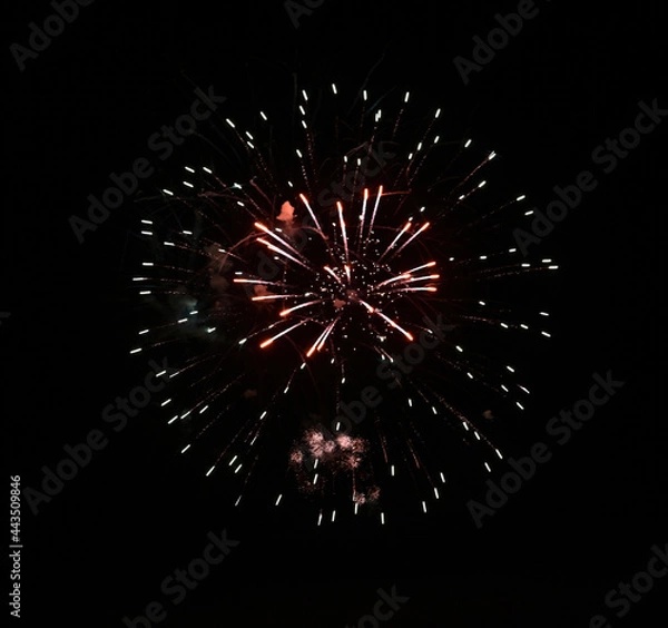 Fototapeta Fourth of July fireworks display at Emporia State University Welch football stadium
