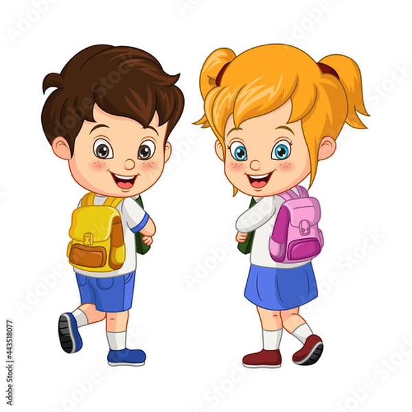 Obraz Happy children go to school