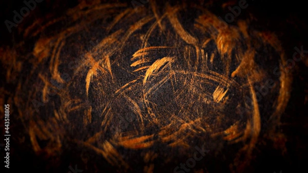 Obraz hard leather surface with gold random paint strokes and dark vignette shadow