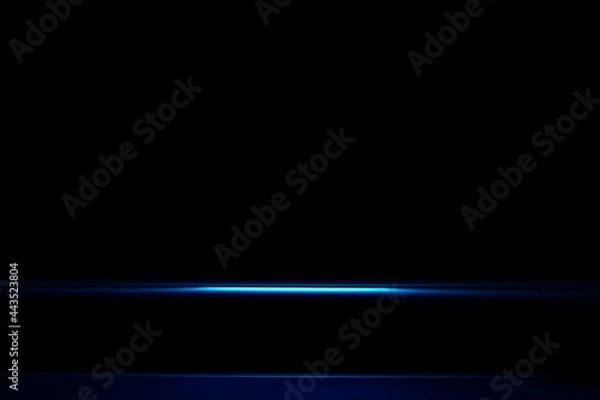 Obraz Glow blue light effect on dark blue background. 3D rendering.