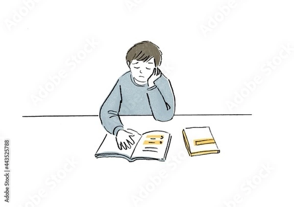 Obraz 勉強につかれている小学生の男の子