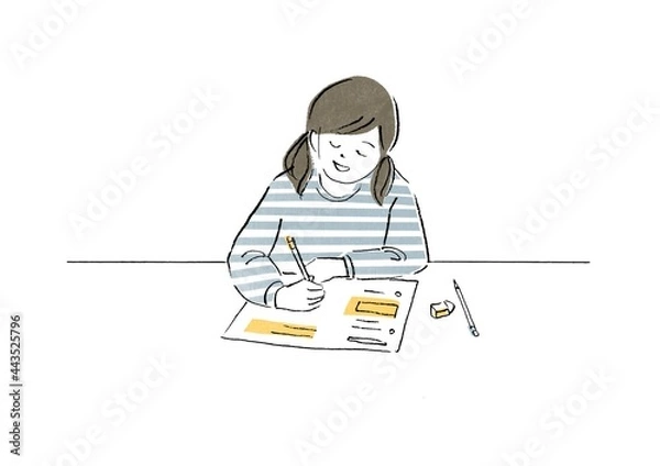 Obraz 楽しく勉強する小学生女子