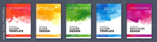 Obraz Watercolor A4 booklet colourful cover bundle set	