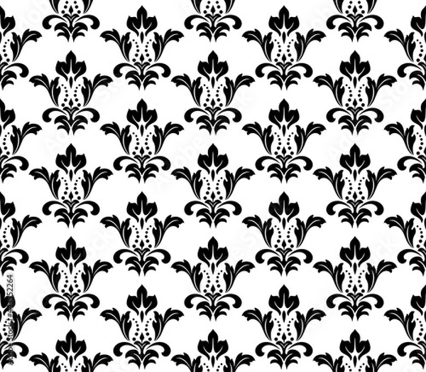 Fototapeta Flower geometric pattern. Seamless vector background. White and black ornament