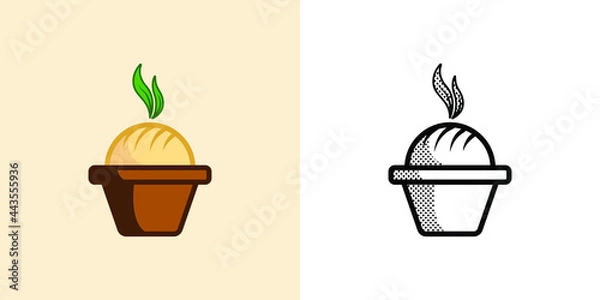 Fototapeta bread in a plant pot design logo icon