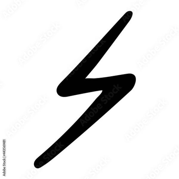 Fototapeta Lightning icon isolated on white background. Doodle image, hand-drawn. Vector illustration.