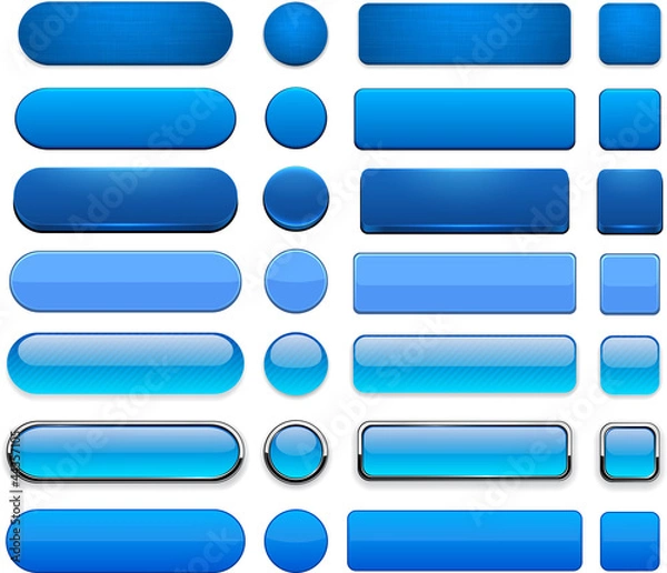 Obraz Niebieskie przyciski wysokiej szczegółowe nowoczesne sieci web.