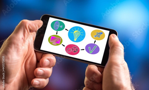 Fototapeta Business strategy concept on a smartphone