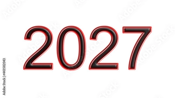 Fototapeta red 2027 number 3d effect white background