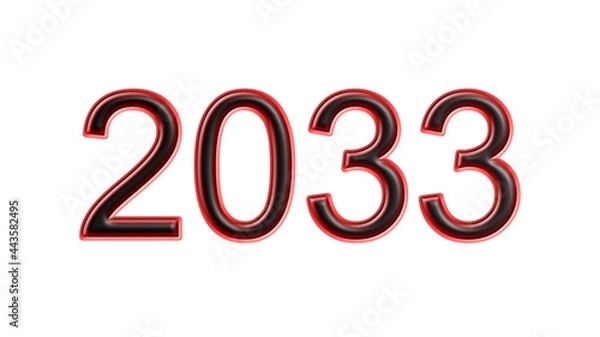 Fototapeta red 2033 number 3d effect white background