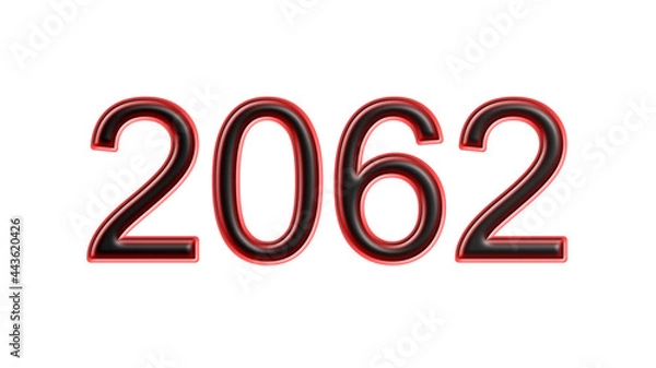 Fototapeta red 2062 number 3d effect white background