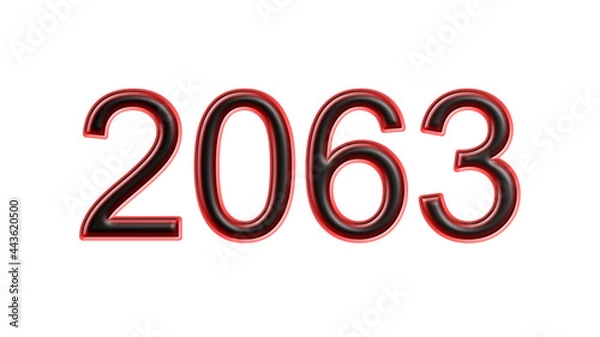 Fototapeta red 2063 number 3d effect white background