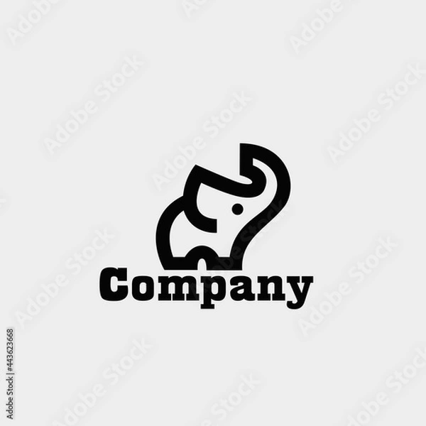 Fototapeta Simple logo template with line elephant