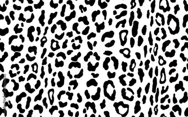 Fototapeta Abstract modern leopard seamless pattern. Animals trendy background. Black and white decorative vector stock illustration for print, card, postcard, fabric, textile. Modern ornament of stylized skin