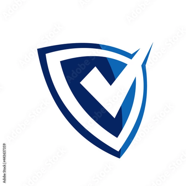 Obraz blue logo or icon check and shield
