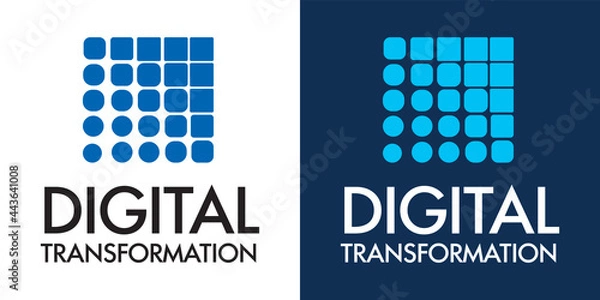 Obraz Digital transformation logo. The circles turn into squares. Direction of the modern electronic industry
