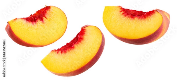 Obraz Slice of peach isolated on white background, collection
