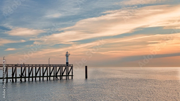 Obraz sunset over the sea in Blankenberge