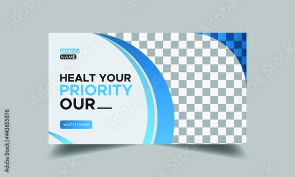 Fototapeta Abstract editable video thumbnail web banner template. for any videos thumbnail design. Social media video cover photo 