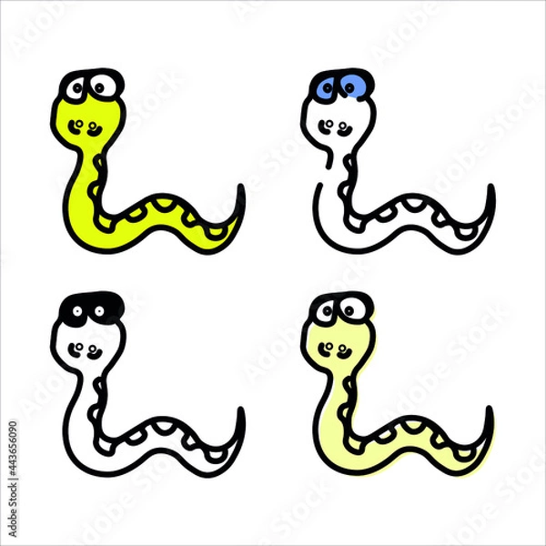 Fototapeta set of cartoon snake
