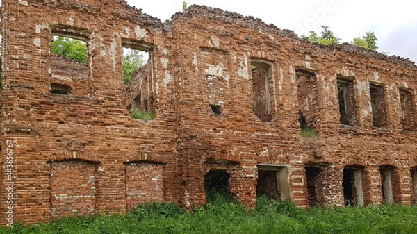 Obraz ancient ruins. the old red brick building is falling apart