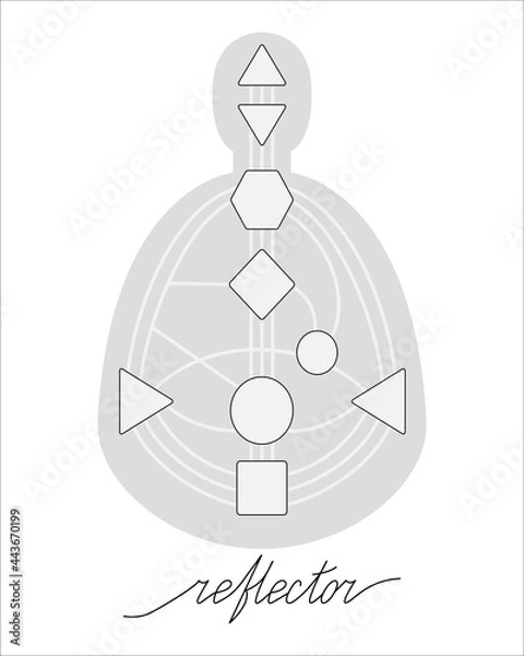 Obraz Human design reflector chart or bodygraph 
vector illustration. Energy centers, channels and gates blank template