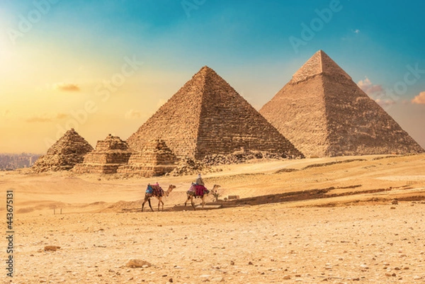 Fototapeta Pyramids at sunset