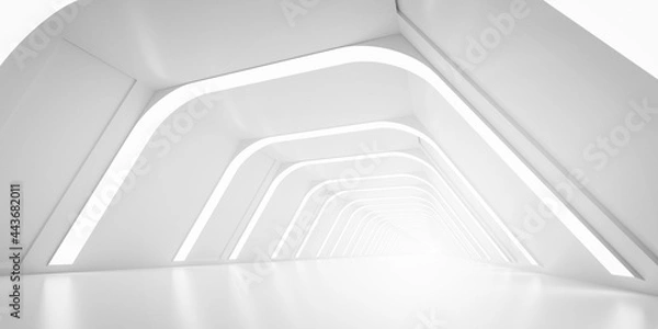 Fototapeta Świetny korytarz nowoczesny tło. Futurystyczny tunel science fiction. Renderowanie 3D