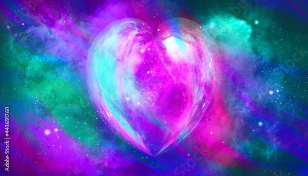 Obraz glowing heart shape colored moon texture with galaxy background