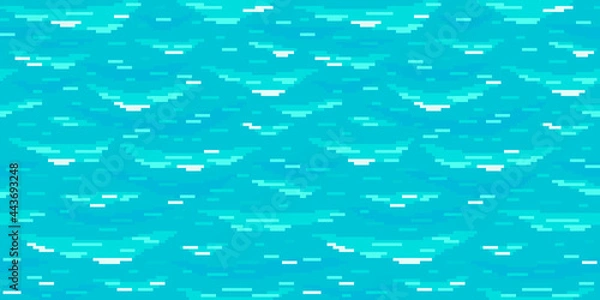 Obraz Pixel art water background. Seamless sea texture backdrop.
