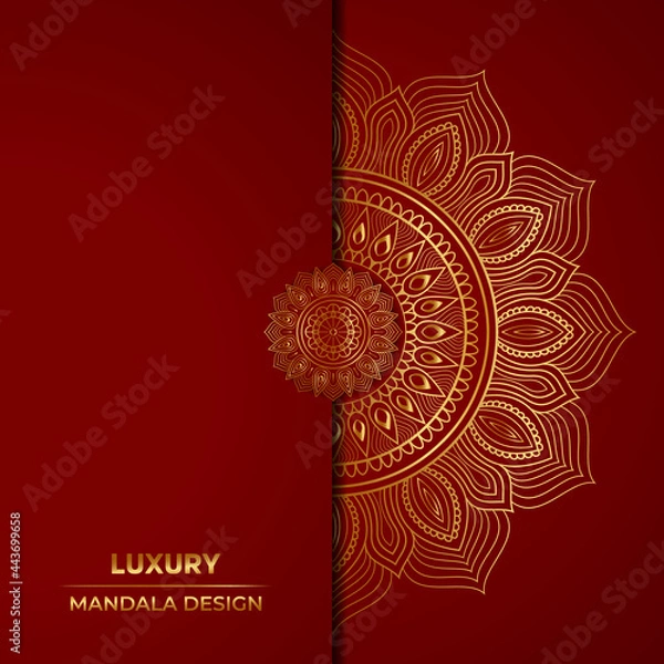 Fototapeta luxury ornamental mandala design background in gold color , with different gradient color background. 