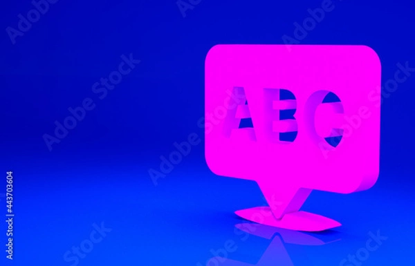 Fototapeta Pink Alphabet icon isolated on blue background. Minimalism concept. 3d illustration 3D render