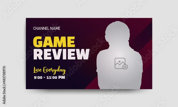 Fototapeta Video game review thumbnails. gaming channel video thumbnail and web banner template. 