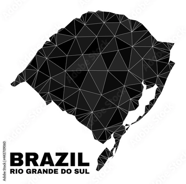 Fototapeta Low-poly Rio Grande do Sul State map. Polygonal Rio Grande do Sul State map vector filled from randomized triangles.