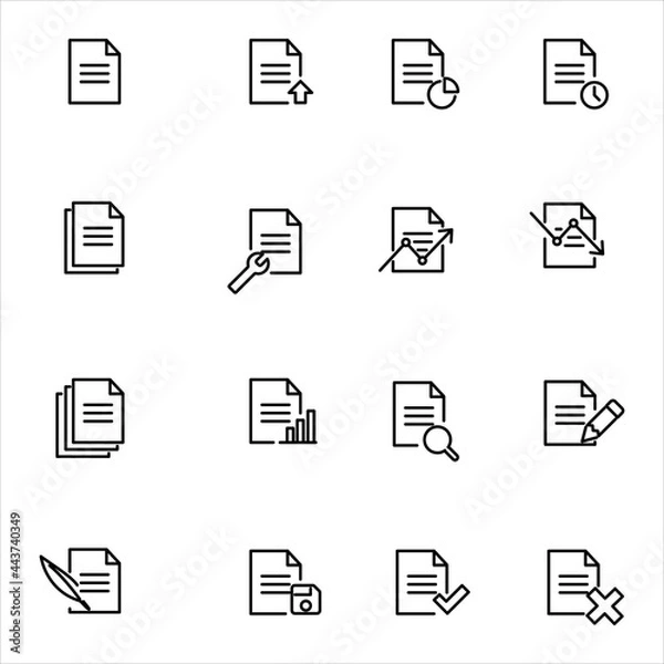 Fototapeta File Document Set Icon in trendy outline style isolated on white background. 
File Document symbol for your web site design, logo, app, UI.
 Vector illustration.editable vector.