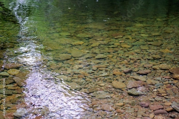 Obraz Stones and Rocks in a Pond with Reflected Sky