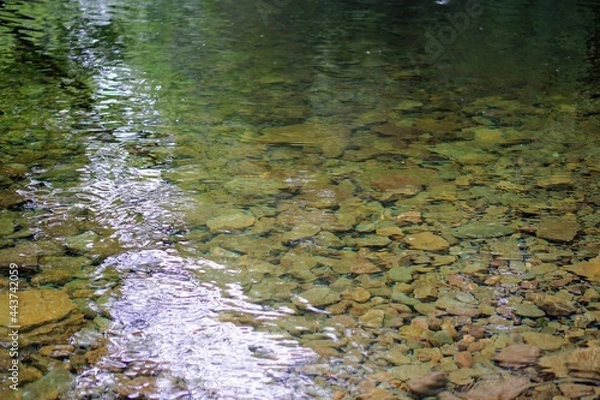 Obraz Stones and Rocks in a Pond with Reflected Sky