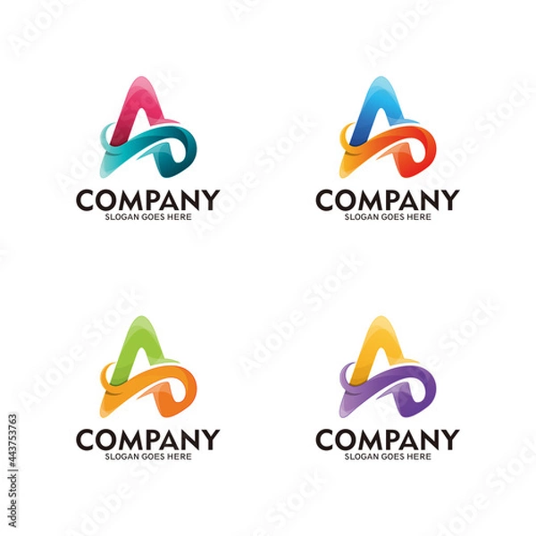 Obraz Abstract logo letter A, initial letter A and waves. template - vector