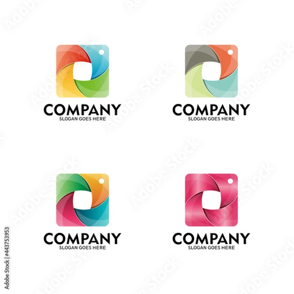 Obraz Colorfull Square Camera Shutter Logo. Square Photo Camera new design - vector