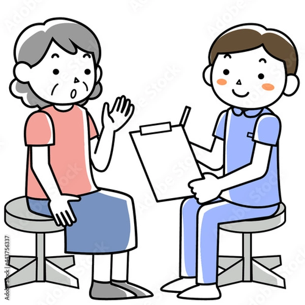 Fototapeta シニア女性に問診をする男性看護師