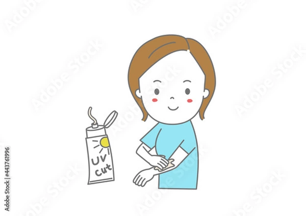 Obraz 日焼け止めクリームを腕に塗っている女性