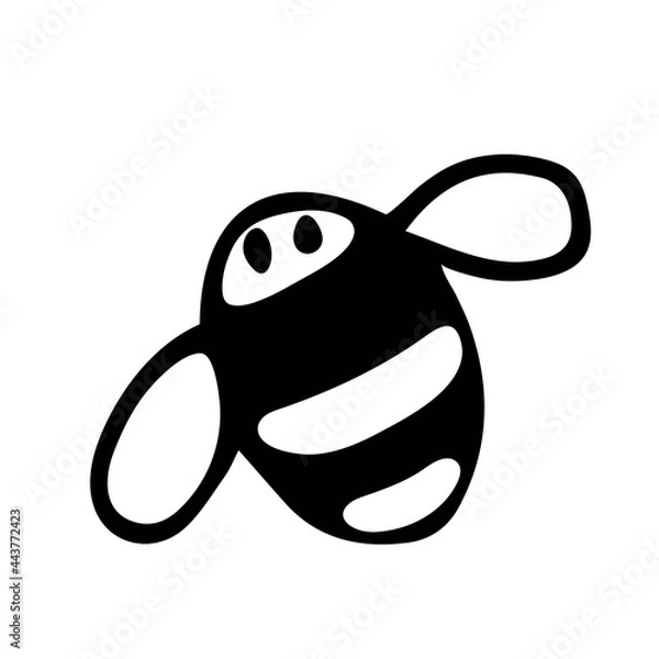 Fototapeta Funny bee drawn in a blowing style. Funny insect character. Vecton illustration