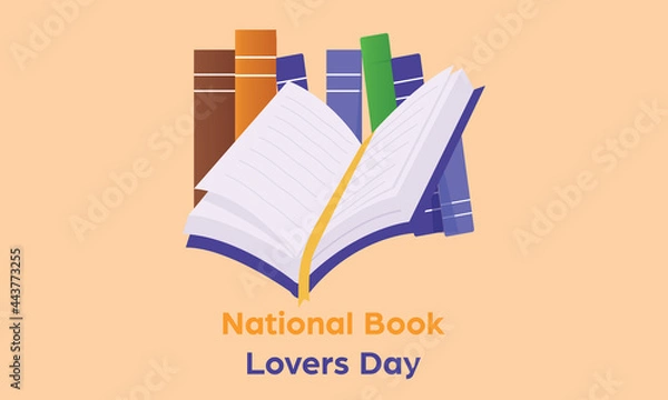 Obraz National Book Lovers Day Template Design. Template for background, banner, card, poster. Vector Illustration. Holiday concept.