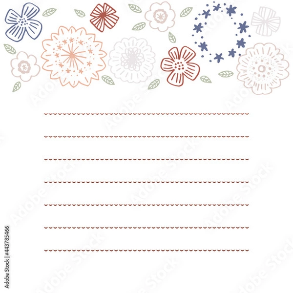 Fototapeta 赤系フラワーお手紙フレーム