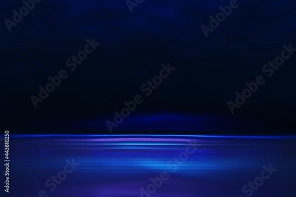 Obraz Glow blue light effect on dark blue background. 3D rendering.