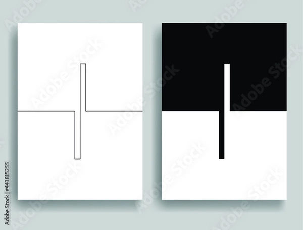 Obraz Aesthetic geometric brochures . One line logo . Modern art .Abstract minimal negative space poster . Contemporary vector arrow design 