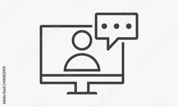 Fototapeta line icon computer online on white background.
