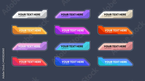 Fototapeta Graphic set of Broadcast News Lower Thirds Banner for Television, Video and Media Channel. Modern, simple, clean style. Vector isolated bar illustration.