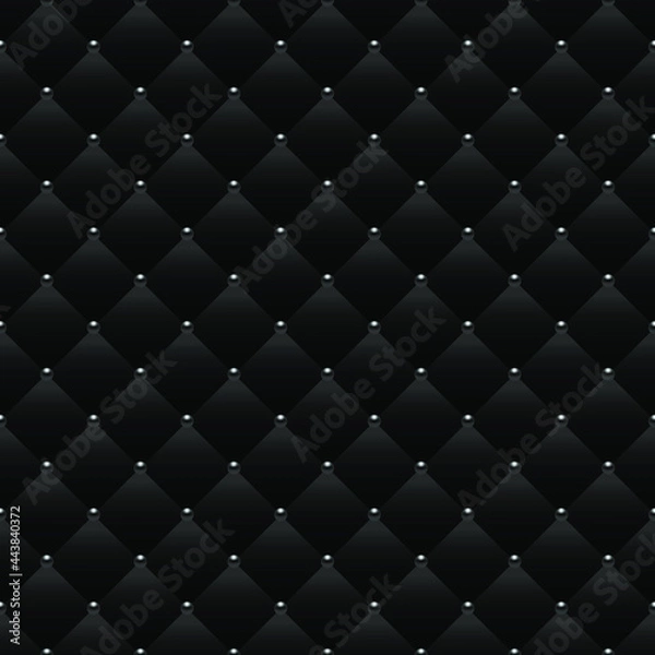 Fototapeta Black luxury background with small black beads and rhombuses. Seamless vector illustration. 